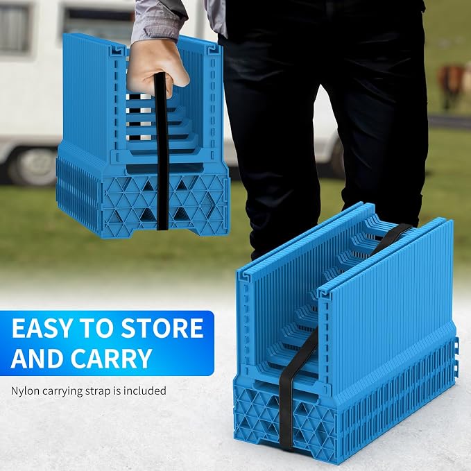 BEBOBLY RV Sewer Hose Support 20FT with Secure Rubber Band & Carry Strap, RV Sewer Hose Holder Adjust Height for Travel Trailers, RV, Campers | Avoiding Obstacles & Deep Cradles, Quick Setup/Collapse