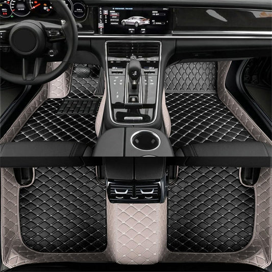 Custom Artificial Leather Waterproof All-Weather Car Floor Mats Fit for 99% Sedan SUV Sports Car Vehicle Car Mat (Gray Black Beige)