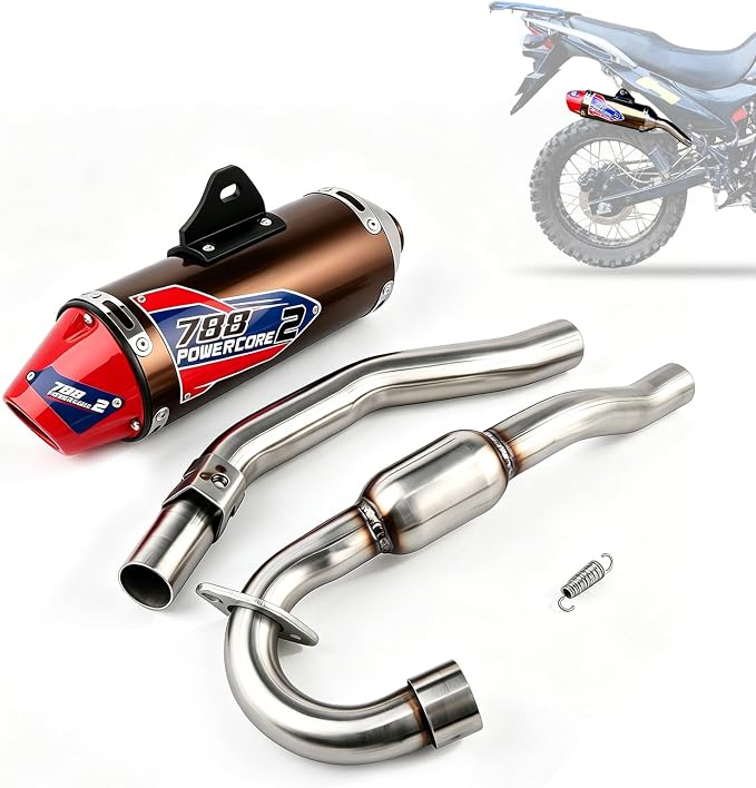 JFG RACING Full Slip On Exhaust Muffler - Complete Exhaust System For For CRF150F CRF230F CRF 230F 150F 2003-2013 / Hawk 250, Titanium