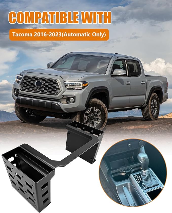 Center Console Gear Shift Organizer for Tacoma 2016-2023 Automatic Only | Aluminum Alloy, Gear Shifter Side Storage Tray