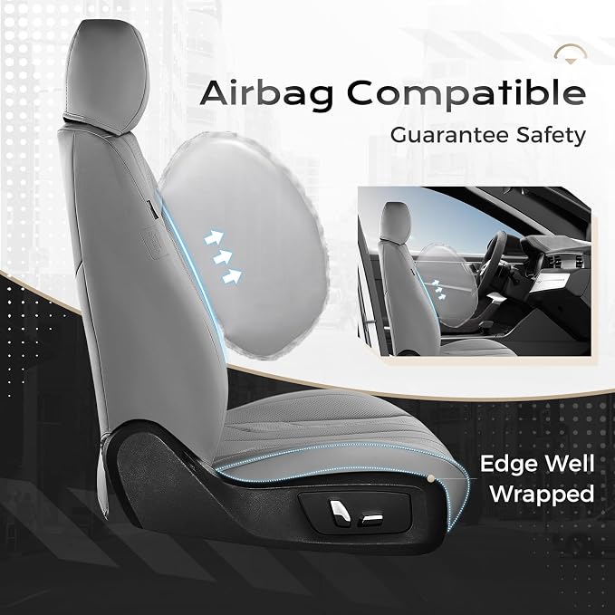 Coverado Car Seat Covers Full Set, Seat Covers for Cars, Front Seat Covers and Back Seat Cover Waterproof Leather Automotive Seat Cover, Universal Car Interior Protectors Cushion for Most Cars