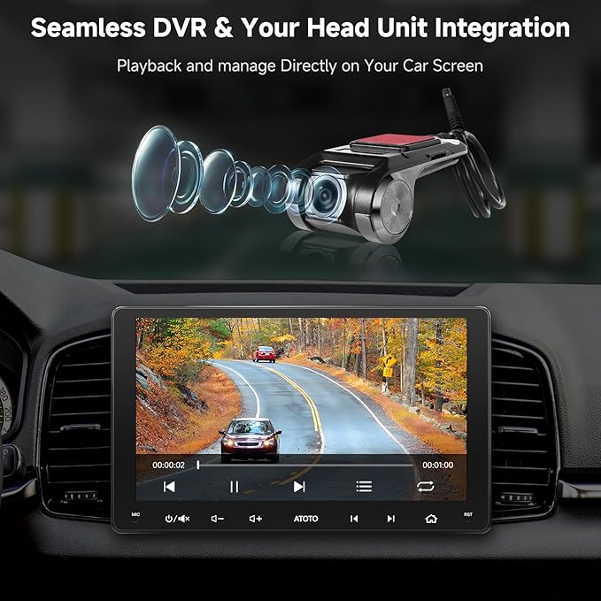ATOTOZONE AC-44P2 1080P USB DVR On-Dash Camera, Auto Recording, Compatible with ATOTOZONE A5/A6/S8/P9/X10/V10/P10, Not F7/P8/P5