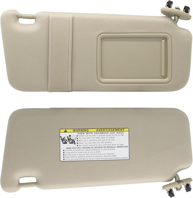 NHILES Right Passenger Side Sun Visor Compatible with Toyota Camry Without Light 2007 2008 2009 2010 2011 Replaces# 74310-06750-E0 Color Beige