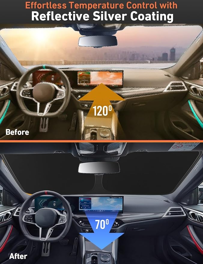 EcoNour Windshield Sunshade Compatible for Subaru WRX STI 2015-2019 2020 2021, Sun Visor for Front Windshield & Window Sun Shade Cover, UV Heat Blocker & Protector, Car Accessories