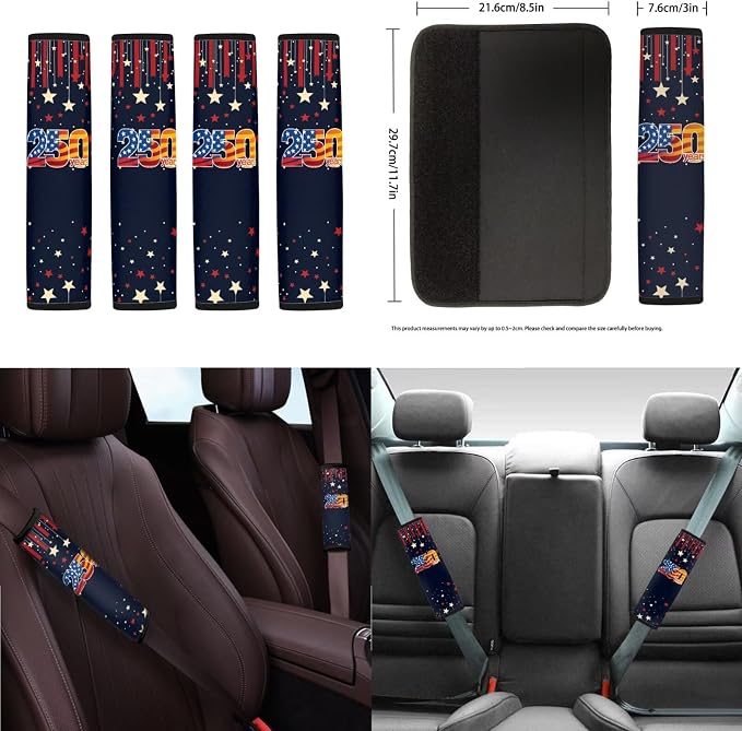Hibiscus Print Car Seat Cover Full Set 250 Years Theme Bucket Seat Covers for Car Front Back Seats with Headrest Covers Steering Wheel Cover Safety Belt Pads Cup Coasters
