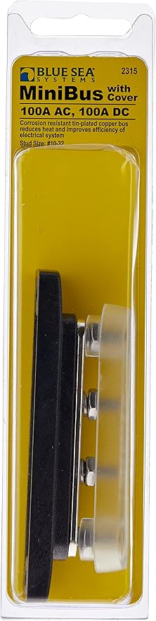 Blue Sea Systems 2315 100 Amp Mini BusBar with 4 studs and a cover