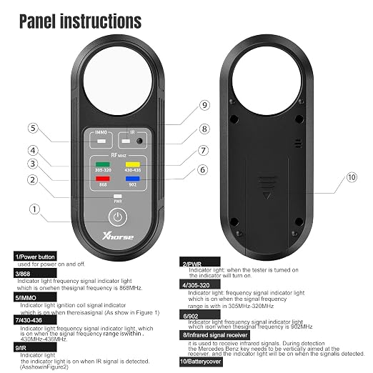 Xhorse Remote Key Frequency Tester Tool, 2024 XDRT20 Remote Tester 315/433/868/902Mhz Infrared Signal Detection