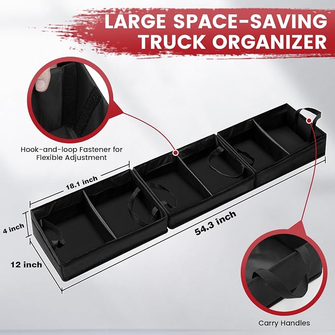 Chevrolet Silverado 1500 2500 /GMC Sierra 2011-2025 Truck Under Bench Seat Storage with Removable Divider 600D Oxford Cloth, truck accessories Mesh Organizer