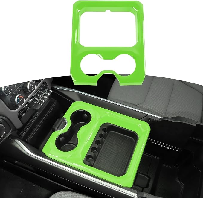 RT-TCZ for RAM Green Center Console Cup Holder Panel Trim Cover for Dodge RAM 2018 up Green Interior Accessories