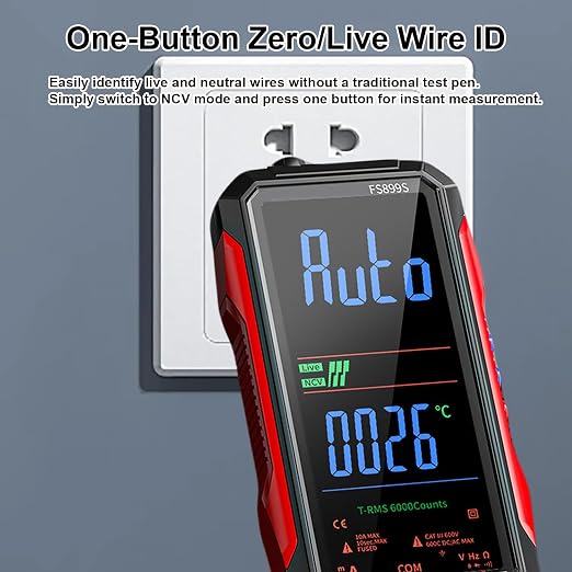 2026 Upgraded FS899L Digital Multimeter, Color Screen, USB-C with 16pcs Silicone Multimeter Test Leads Kit, Rechargeable, Auto-Ranging, 6000 Counts True RMS AC/DC Voltage, NCV, Capacitance Tester.