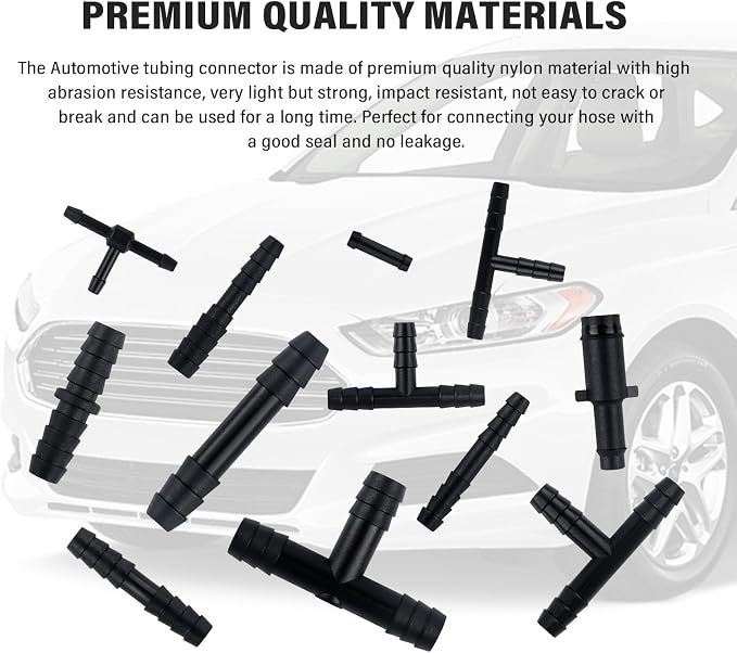 64PCS Vacuum Line Connectors Kit,Heat Resistant 240℃ (460℉) Vacuum Hose Connector Assortment for Tightly Connecting Vacuum Lines,Silicone Vacuum Hose,Multiple Size Vacuum Tube Fittings (64PCS)