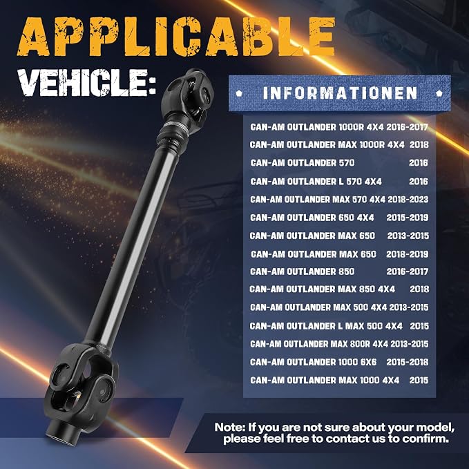 Propeller Drive Shaft Prop Fit for Can-Am Outlander 1000R 4x4 | Fit for Can-Am Outlander Max | Fit for Can-Am Outlander 650 | Fit for Can-Am Outlander 1000 6x6, OE 703500857, 703500987