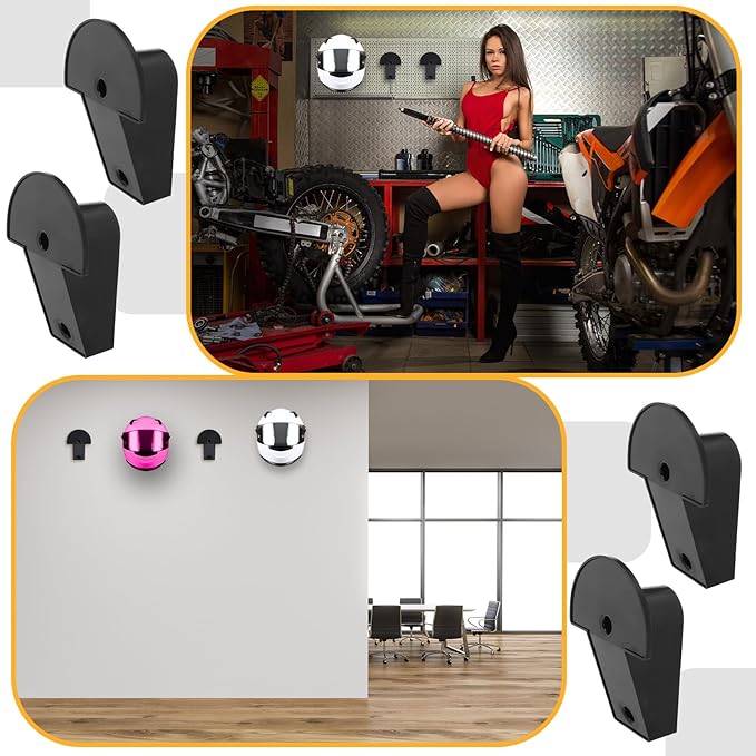CroBlissful 4 Pcs Motorcycle Helmet Holder Wall Mount Helmet Hanger Hooks Motorcycle Gear Rack for Football Sports Accessory(Minimalist,Plastic)