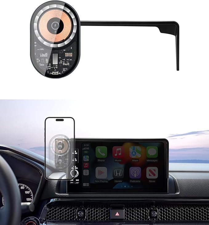 Wireless Charging Car Phone Holder for Honda HRV HR-V/CRV CR-V Hybrid 2023-2026, 7/9" Screen Fixed Clip, 360° Rotation Car Phone Mount Compatible with MagSafe