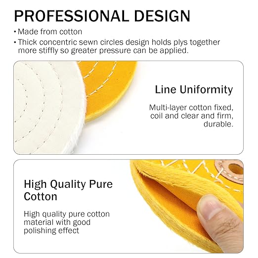 SCOTTCHEN 8inch Buffing Polishing Wheels 5/8" Arbor Hole,Soft/Fine/Medium for Bench Grinder-3PCS,with Buffing Polishing Cutting Compounds 7.4 Oz.Kit,with 2 Pack Non-Woven Bandage Wrap