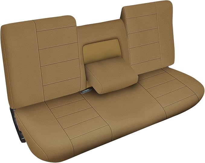 Truck Seat Cover Compatible with 1987-1991 Ford F150 Front Bench with Opening Armrest and Molded Headrest (Tan, 1987-1991 F150)
