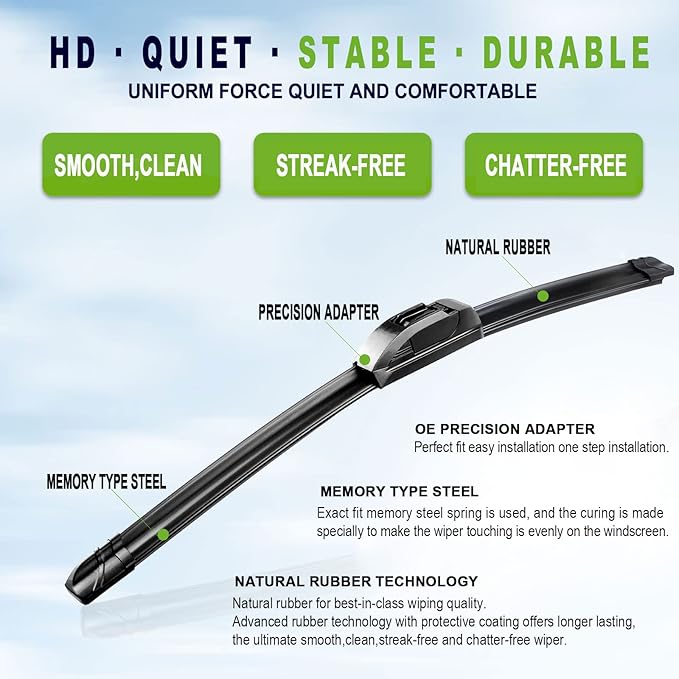 OEM QUALITY 26" + 21" PARRATI Premium All-Season Windshield Wiper Blades (Set of 2)