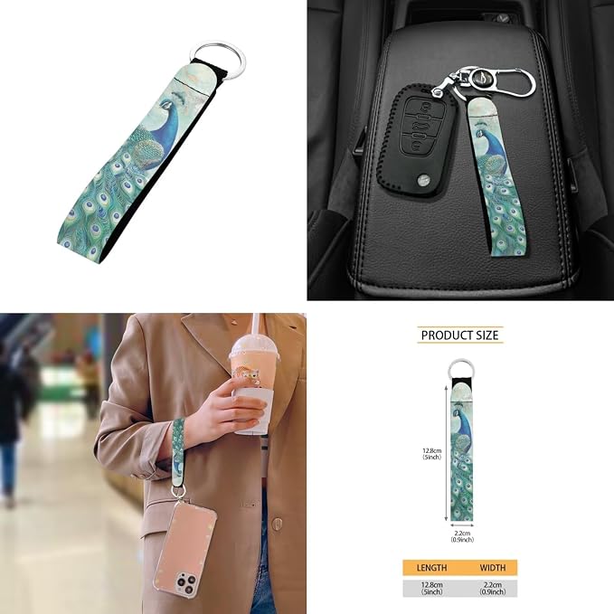 Peacock Flower Butterfly Print Auto Seat Covers Full Set, 10 Pcs Universal Fit Car Accessories Steering Wheel Cover Car Trash Bin Keychain Coasters Air Vent Storage Box