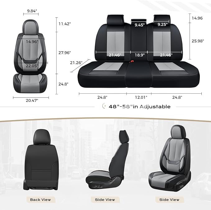 Coverado Car Seat Covers Full Set, Car Seat Protector Waterproof, Nappa Leather Car Seat Cushion, Seat Covers for Cars, Front Seats and Back Universal Fit for Most Cars