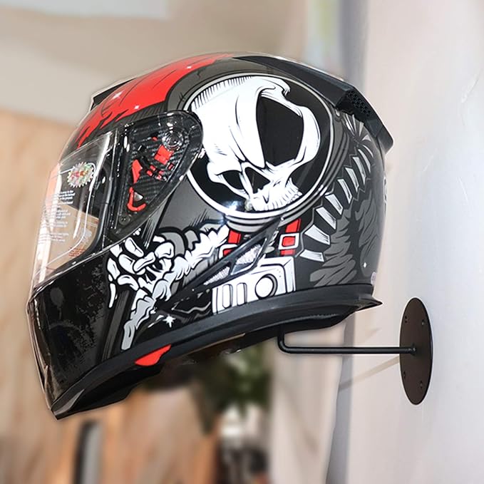 HAINANSTRY Motorcycle Accessories, Helmet Holder Helmet Hanger Rack Wall Mounted Hook for Coats, Hats, Caps - Upgraded