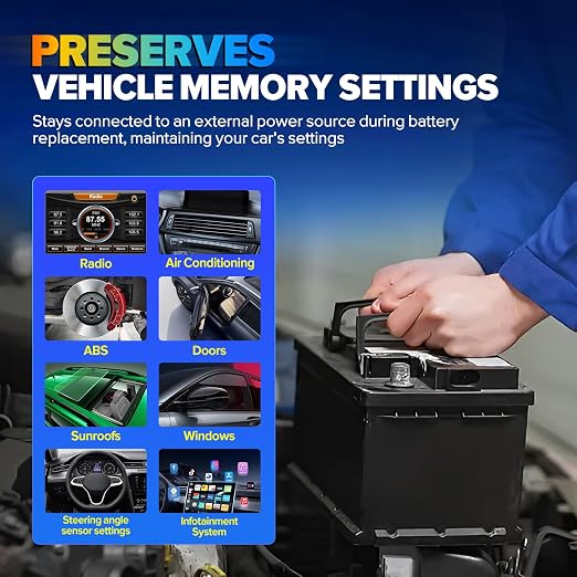 Autel OBD2 Memory Saver for Car Battery, 2026 MaxiBAS BTMS for All 12V Vehicles, Preserve ECU Code & Electronic Presets, Maintain PCM Data, Polarity Protection, Built-in Voltage Meter, LED Lights
