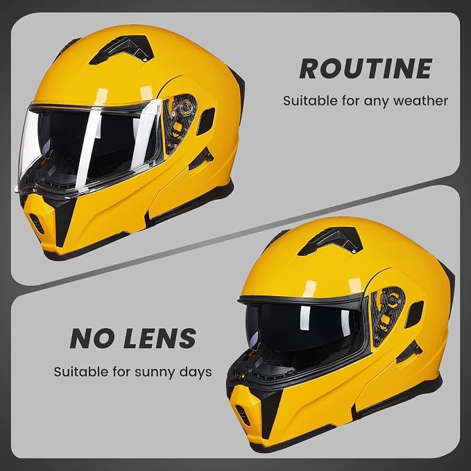 ILM Motorcycle Modular Full Face Helmet for Adult Flip up Dual Visor LED Tail Light Optional DOT