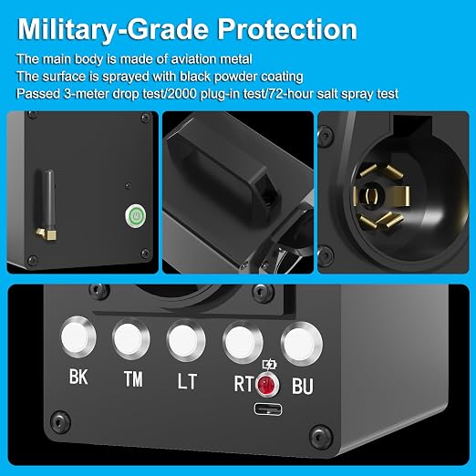 Portable Trailer Light Tester Box with 12V 10Ah Battery, Wireless Remote Control Operation, Fit for 7-Way Round & 3/4/5 Flat Pin Type