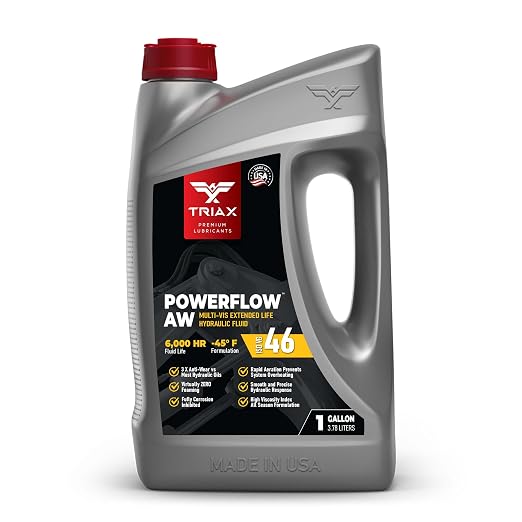 TRIAX Powerflow AW 46 Multi-Viscosity HLP Hydraulic Oil | 6,000 Hour Extended Life | Triple Anti-Wear | True All Season | Pour Point Down to -40F | Virtually Zero Foaming (1 Gallon)