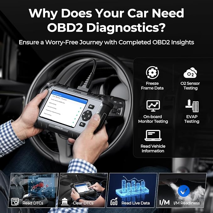 TOPDON AD500 OBD2 Scanner Car Code Reader Scan Tool, Engine ABS SRS Transmission Diagnostics Tool, Oil/Throttle/SAS/TPMS/BMS/EPB Reset Car Scanner, Free Upgrade for DIY