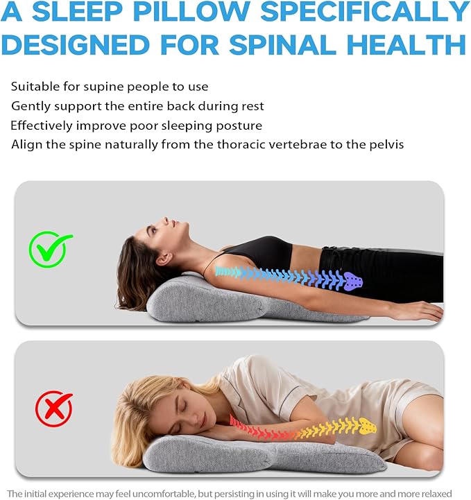 Cervical Pillows for Neck and Shoulder Pain with Lumbar Support,Memory Foam Neck Pillow for Deep Sleeping,Orthopedic Bed & Travel Pillow for Scoliosis,Postoperative Recovery & Poor Posture