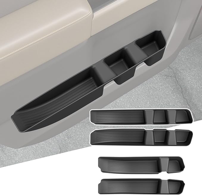 4PCS Door Side Storage Box Compatible with 2022-2026 Chevy Silverado GMC Sierra Crew Cab Door Handle Phone Pocket Tray Insert Organizer Replacement for 2022-2026 Chevy Silverado Accessories