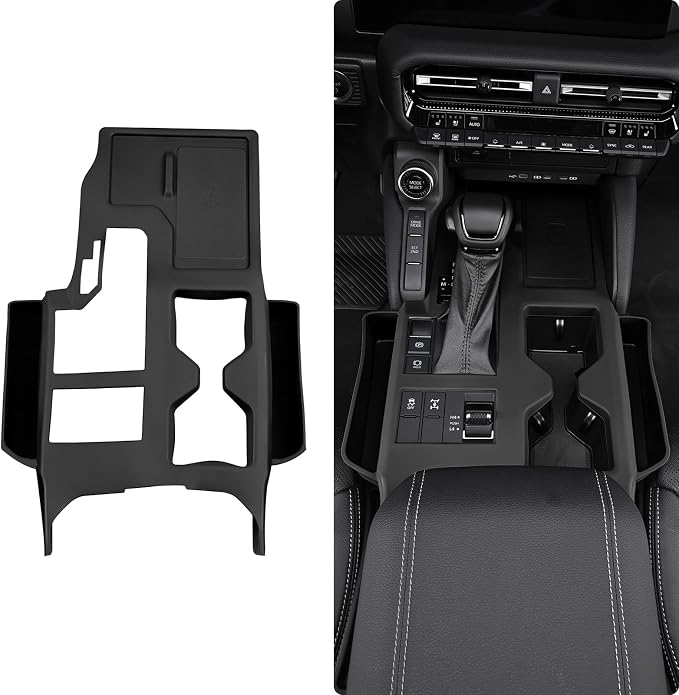 Console Silicone Storage Box for 2024-2025 2026 Toyota Land Cruiser 250 1958 Prado LC250 J250 Center Cup Wireless Charging Pad Seat Seam Storage Box Interior Tuning Accessories (Black) 1