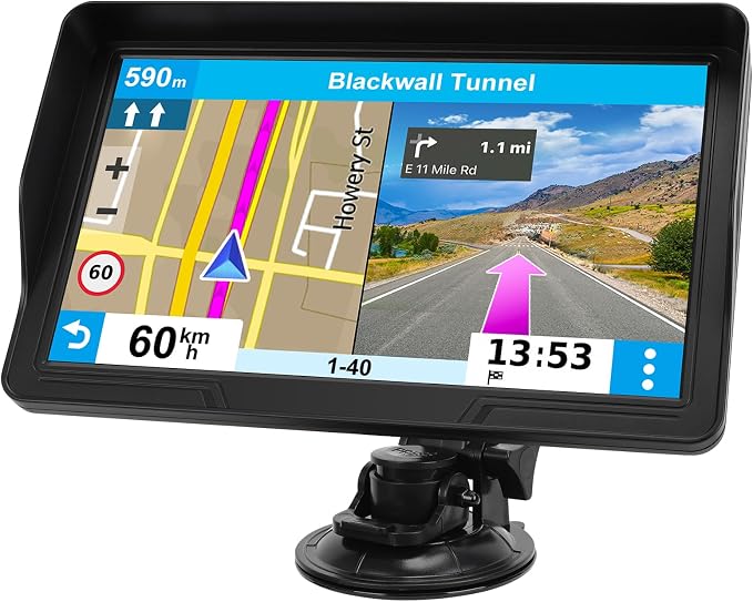 GPS Navigator for Car Truck RV, 9-Inch HD Touchscreen GPS for Car with 2026 Maps Free Lifetime Updates, Voice Turn-by-Turn Guidance, Speed & Red Light Camera Alerts, Custom Truck Routing
