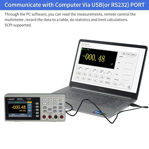 OWON Desktop Digital Multimeter with 3.5-inch LCD Display,Voltage, and Temperature with True RMS Capability,Designed for use in Laboratories, Instruments, and Factories XDM1241