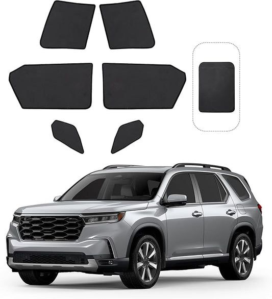 Front Side Half Window Shade Foldable Custom Fit for Hon-da Pilot SUV 2025 2026 Car Window Shades for Side Window Sun Shade UV Protection Heat Insulation for Camping Sleeping 6PCS