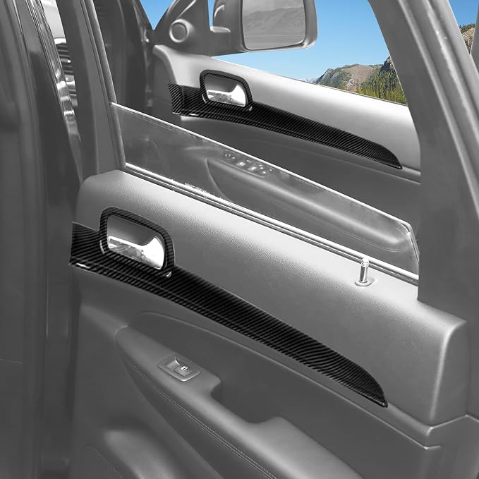 Jimen Fit for Jeep Grand Cherokee 2014-2020, 8PCS Carbon Fiber Interior Kits - Center Console Dash Panel, Inner Door Handle Trim, Front Cup Holder Cover