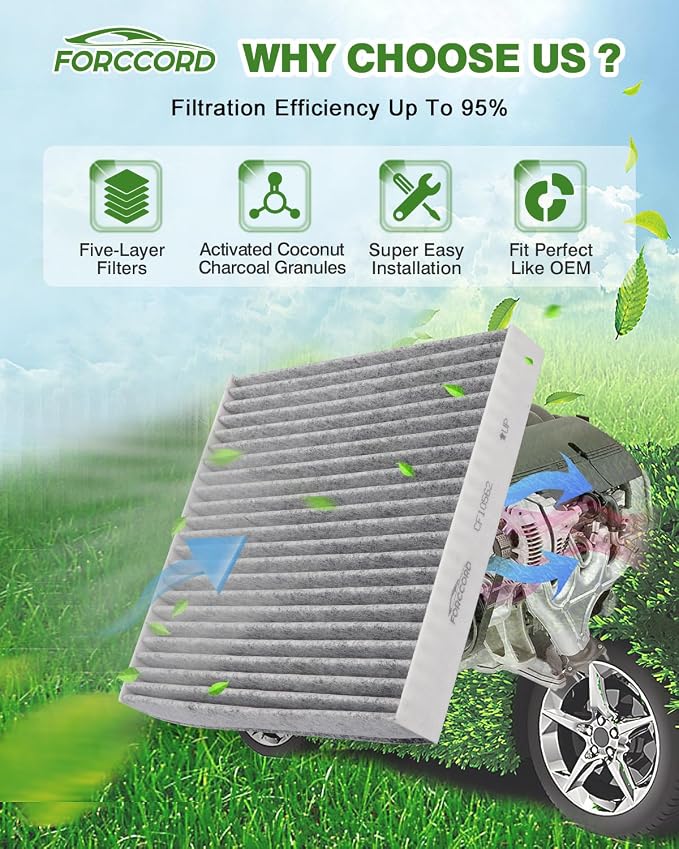 Cabin Air Filter and Engine Air Filter Fit for Ford Ranger 2.3L 2019-2026 Activated Carbon Cabin Filter Replacement CF12776 EB3G-9601AA