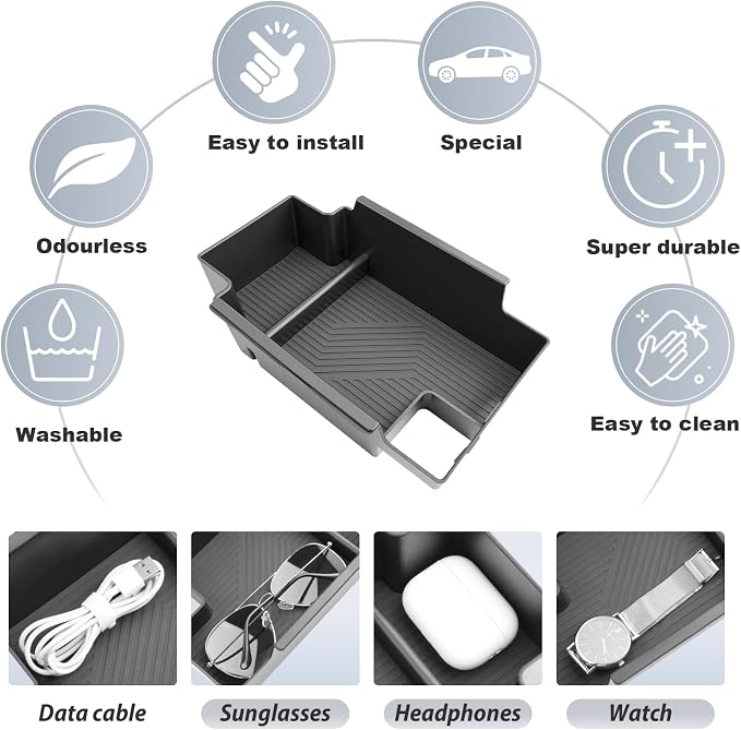 SKTU for 2026 2027 Cadillac Vistiq Center Console Organizer for 2026+ Cadillac Vistiq (Luxury/Premium Luxury/Sport/Platinum) Console Tray Cadillac Vistiq 2026 2027 Accessories ABS Insert Storage Box