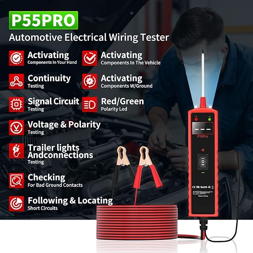 6-30V Automotive Electrical Circuit Tester - Multi-Function Car Circuit Diagnostic Tool with Voltage Detection, Component Activation, Continuity & Short Circuit Tracing for Vehicle Maintenance