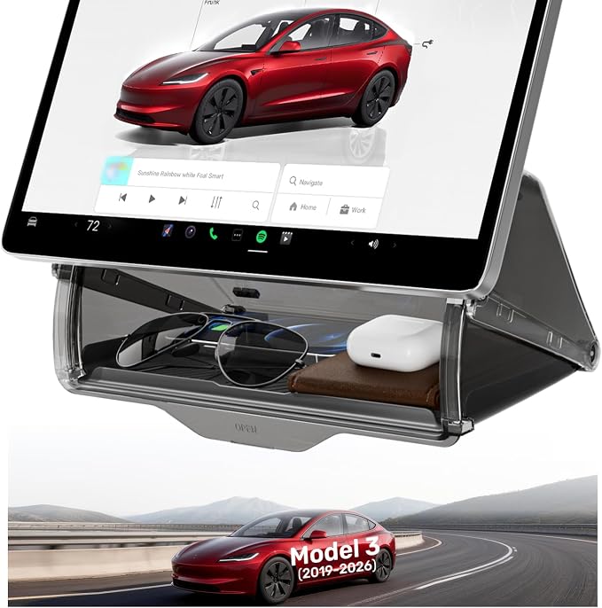 Zanch (Upgraded) Tesla Model 3 Under Screen Storage Box [Hidden Design, Factory-Fit], Adds Extra Storage & Keeps Items Hidden for Privacy, Model 3 (2020–2025) / Highland (2025–2026) Accessories