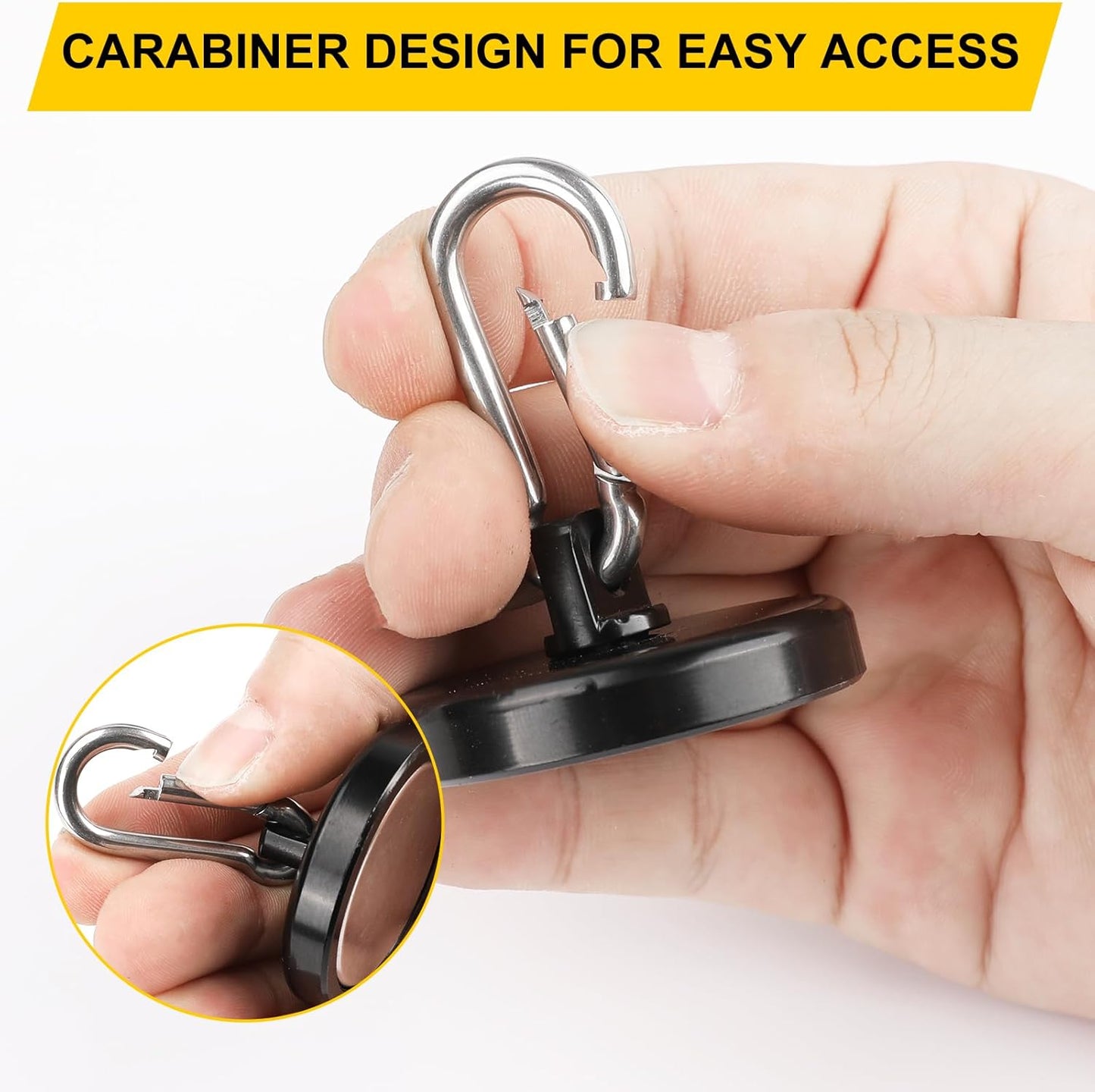 DIYMAG Black Magnetic Hooks,200LBS Strong Heavy Duty Neodymium Magnet Hook Magnetics for Hanging at Home, Office Locker, Workplace, Refrigerator, Cruise Ship or Travel, 4 Pack