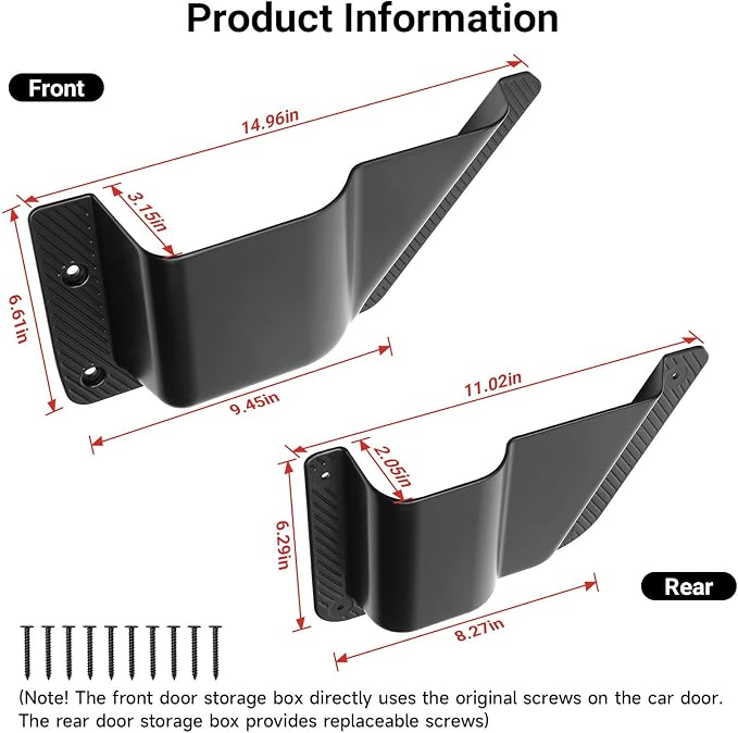 4PCS Front Rear Door Storage Pockets Compatible with 2021-2025 2026 Ford Bronco 4 Door Accessories Side Door Organizer Box Cup Holder (Not Sport)