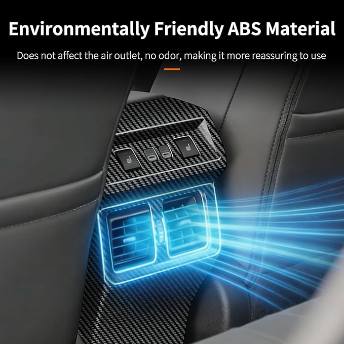 Rear Air Vent Anti-kick Panel Cover Compatible with Toyota RAV4 XLE Premium/SE/XSE/Limited/Woodland 2026+, Rear Air Conditioner Outlet Vent Trim, Back Seat Air Vent Frame for RAV4 2026 (Carbon Fiber)