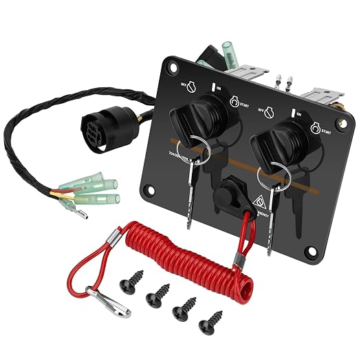 JAVIK 12V Dual Engine Key Switch Panel Twin Switch with Choke Switches and Engine Alarm Buzzer for Yamaha Outboard Engines O.E.M# 6K1-82570-08-00 6K1-82570-13-00