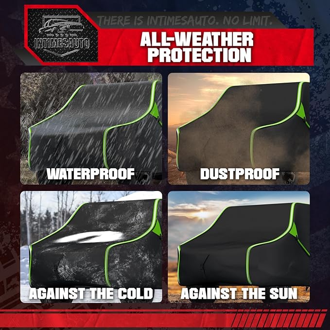 125 Inch UTV Cover for Polaris Ranger RZR, Can-Am Defender Maverick Commander, Yamaha Wolverine, Kawasaki Mule, Honda Pioneer, Black 600D Side By Side Cover Protection for 2-3 Seater UTV
