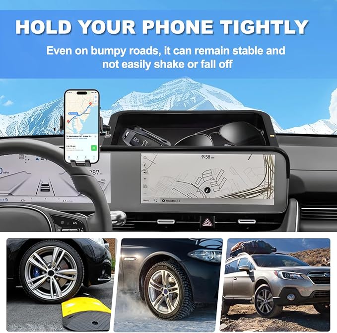 Car Phone Holder Compatible with Hyundai Ioniq 5 2022-2025 Accessories 12.3-Inch Screen Fixed Clip, Cell Phone Mount with Dash Tray Center Console Organizer Hands-Free 360° Rotation