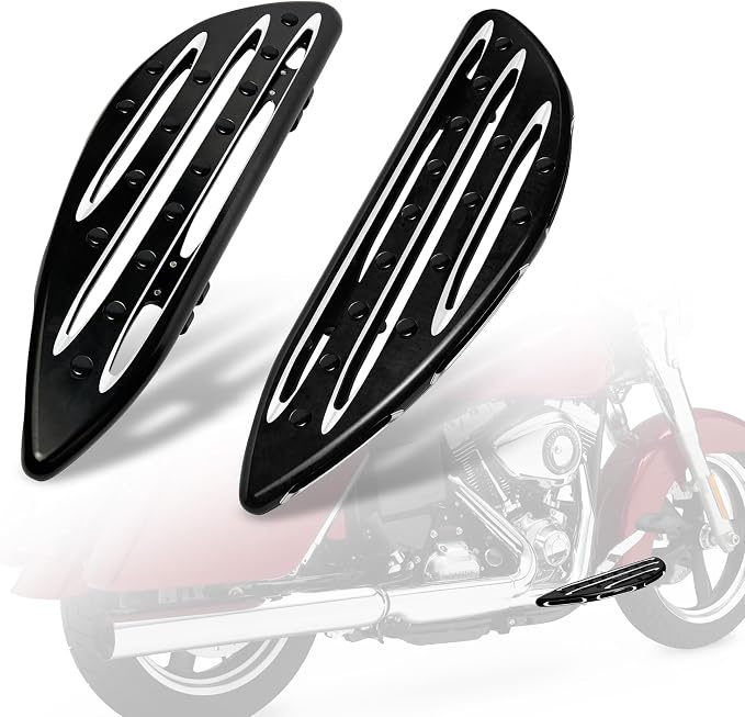 Goldfire Large Floorboards Driver Footpegs CNC Blade Aluminum Front Rider Foot Rest Pedal Motorcycle Accessories Fit for Harley Touring 1984-2017, Softail FL 1986-2017, Dyna FLD, Black