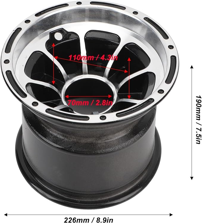 ATV Wheel Rim, 8 Inch, Aluminum Alloy, For ATV, Go Kart, Golf Cart