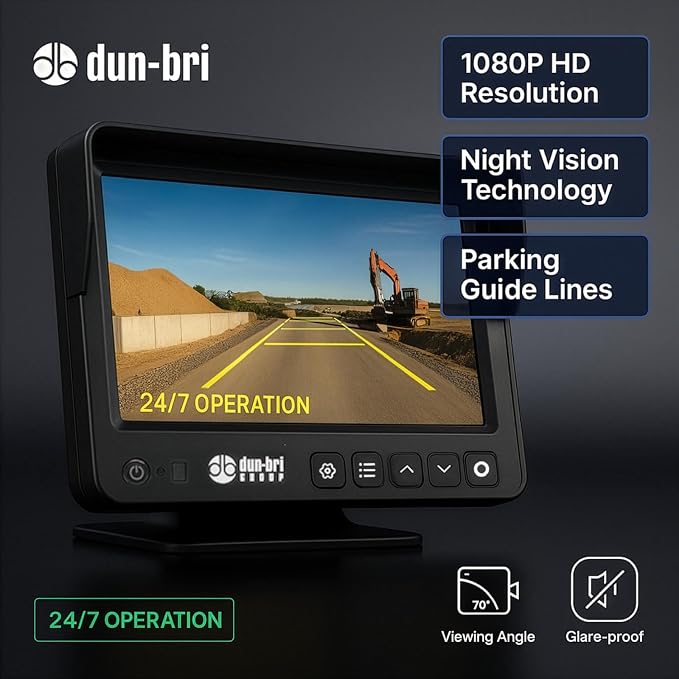 7.5" 1080P Professional Backup Camera System for Commercial Trucks, RVs, Heavy Equipment - German-Designed AHD Monitor - Night Vision, IP69K Waterproof, ECE R10 Certified Heavy Duty Reverse Camera