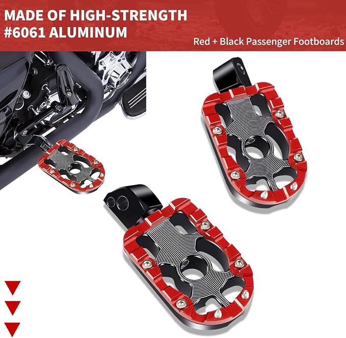 Universal 10mm Highway Passenger Footpegs/Footrests + Rear Passenger Foot Peg Mount Bracket for for Harley Touring/Street Glide/Electra Glide/Road King/Road Glide